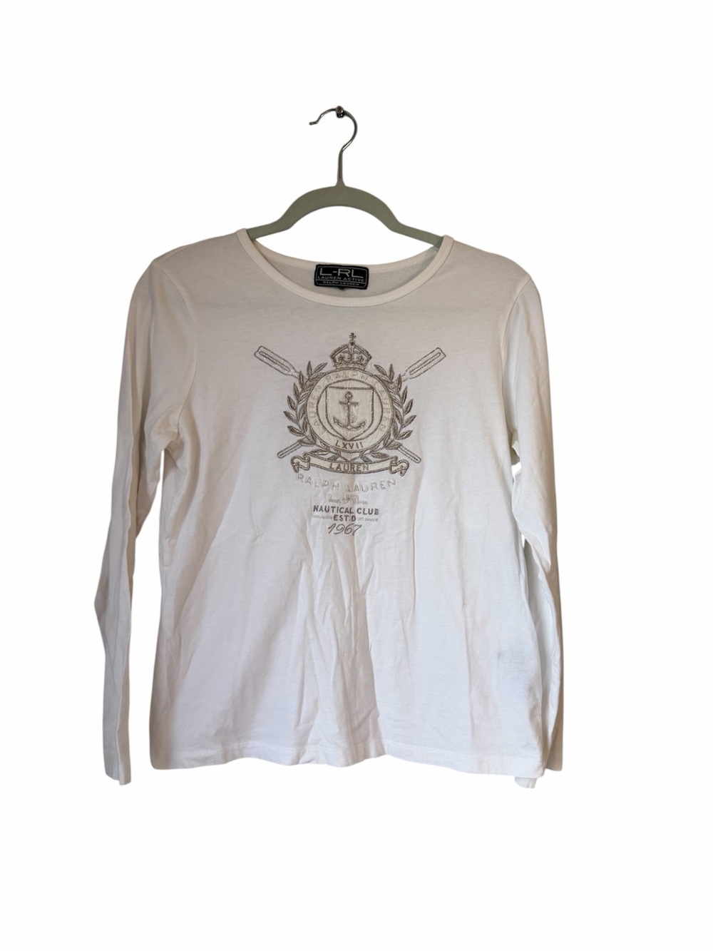 Ralph Lauren Cream Long-Sleeve Nautical Crest Tee